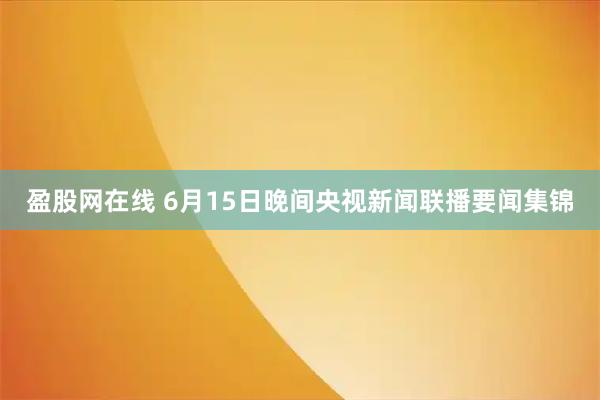 盈股网在线 6月15日晚间央视新闻联播要闻集锦